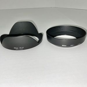 Set of 2 NIKON Lens Hoods - HB-1 & HB-23 Japan - EUC!